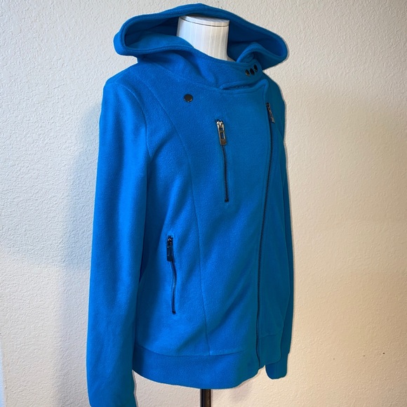 Tops - NWOT - Hooded fleece moto-style sweatshirt/jacket